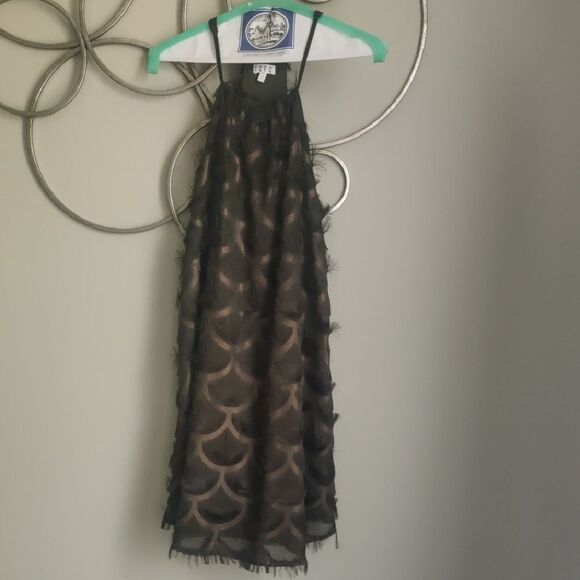 TCEC Green And Copper Textured Halter Dress - Picture 3 of 9